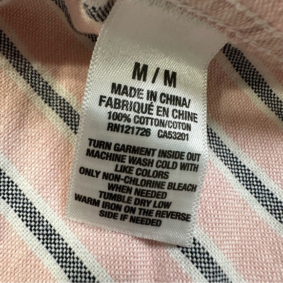 Aeropostale Y2K Men's Bottom Up Shirt Pink and Grey Stripes in Size M - Picture 9 of 12